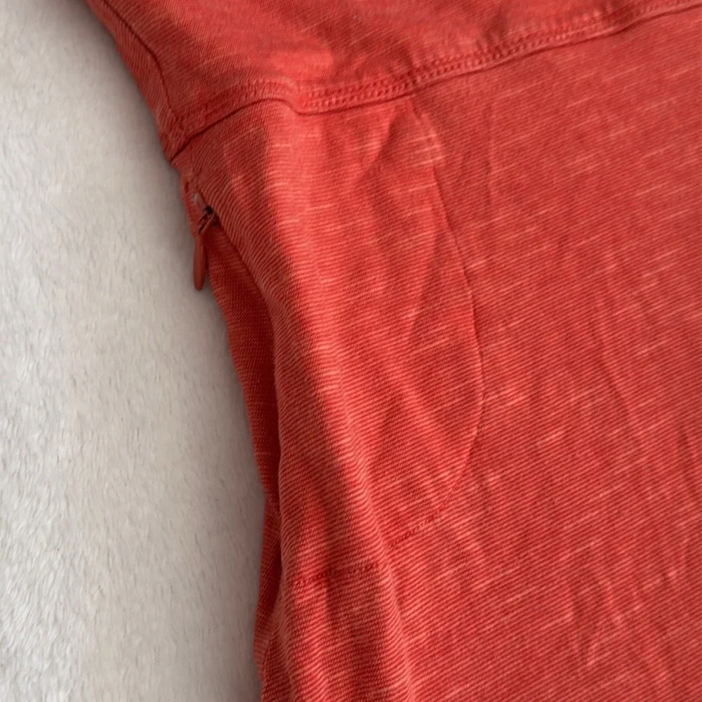 Toad & Co | Rosemarie V-Neck A-Line Cap Sleeve Dress Pocket Orange Stripe (S) - Picture 6 of 15